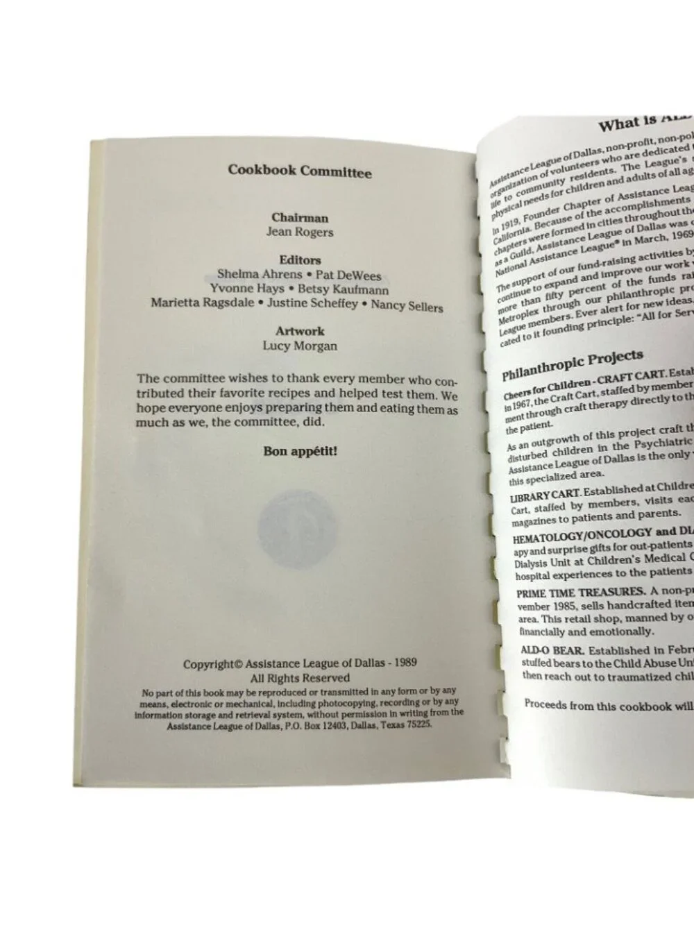 Assistance League Of Dallas Cooks Cookbook 1989 Spiral Bound Texas Recipes